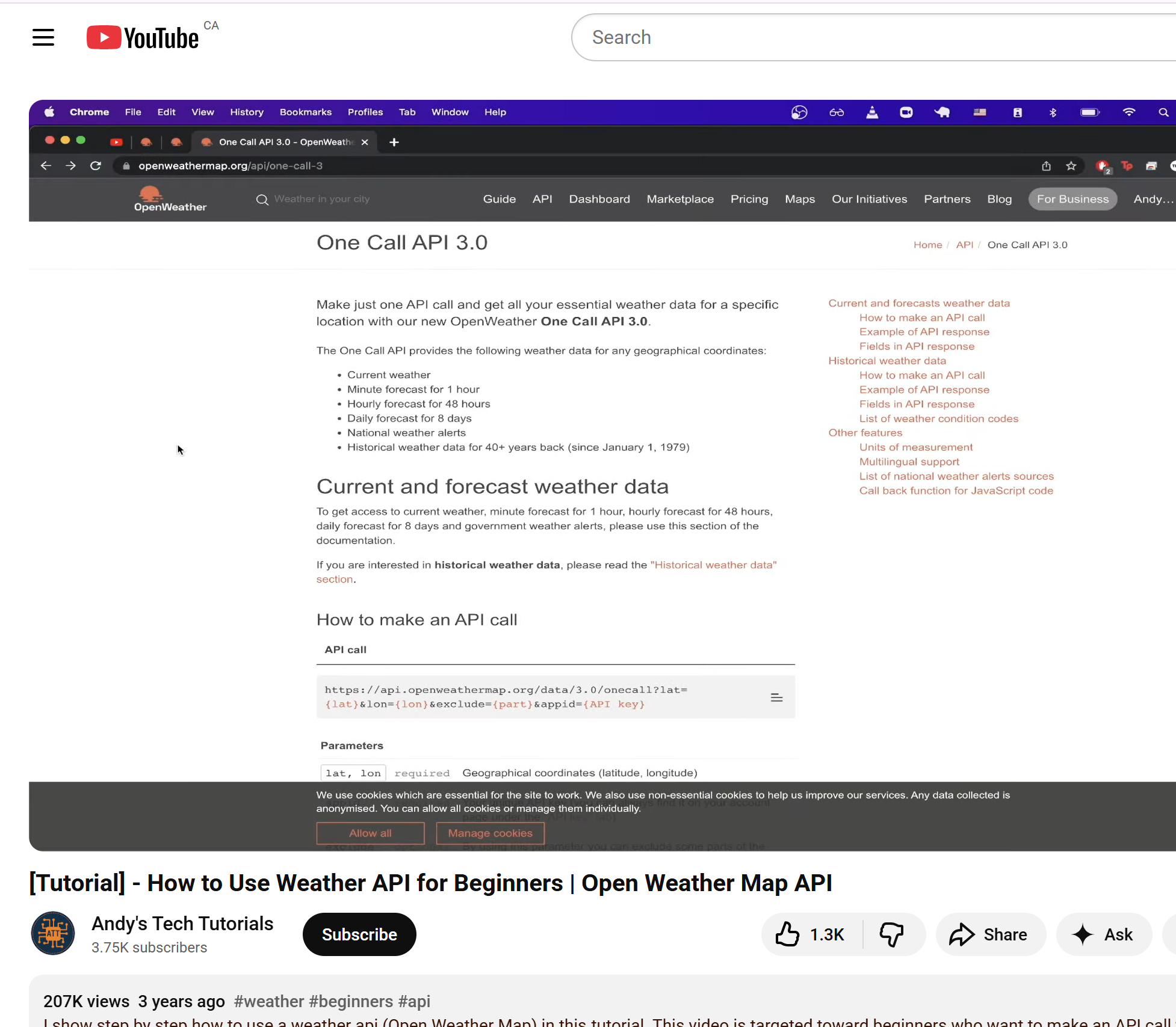 As an API researcher, I first needed to understand the basic calling methods, data structures, and limitations of the OpenWeatherMap API. This video explains things from scratch, making it perfect for addressing the questions I listed in the Unknown Areas section, such as API connection stability, data refresh frequency, and data format parsing. Link: https://youtu.be/MdIfZJ08g2I?si=f7ymrgX-9UPt6xXX