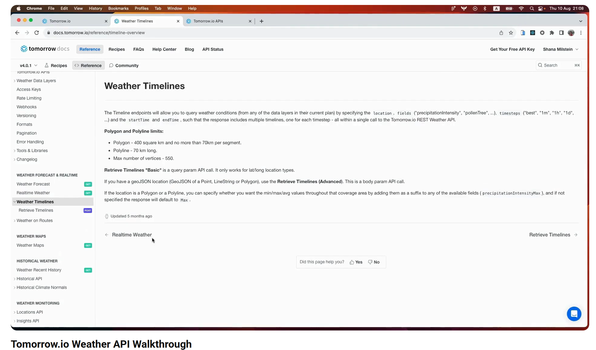 While I primarily use the OpenWeatherMap API, this video showcases another weather API (Tomorrow.io)—it expands my understanding of data quality/refresh frequency/field differences when choosing weather data sources. This addresses the data accuracy and API refresh frequency issues I mentioned in the Unknown section. Link: https://youtu.be/WZHpEPZq3e0?si=tm6BBILwtYnRy2LG