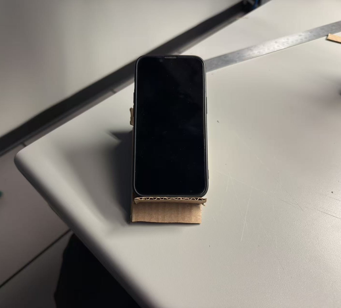 This is what my phone looks like when placed on the first version of the phone holder.