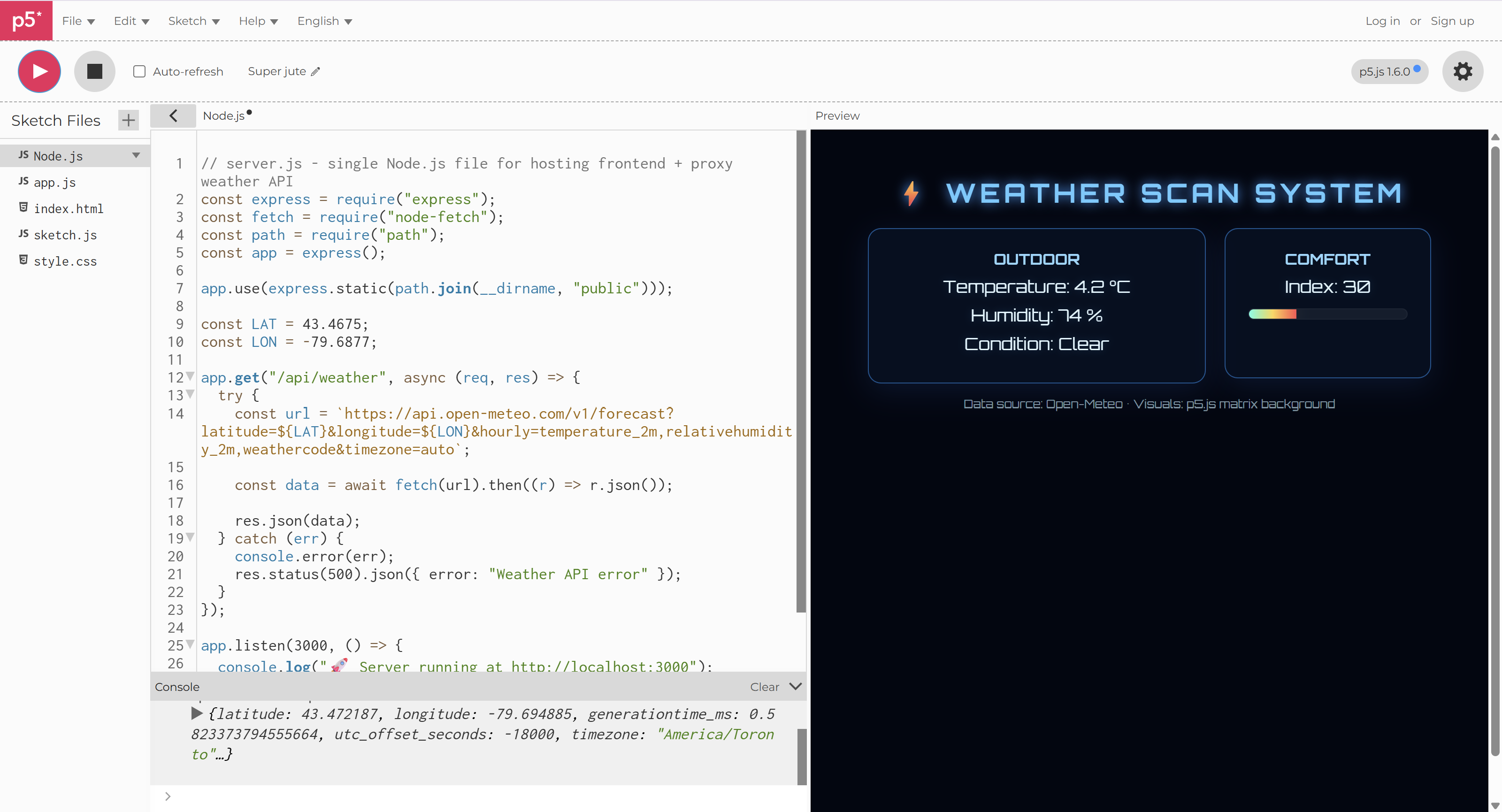 I'm responsible for the API and JS code in the team. Here's my code and preview page.